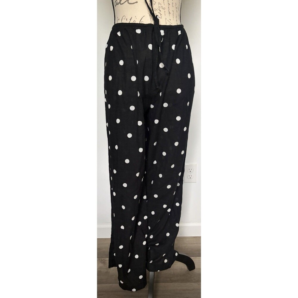 Women’s Swim Cover Up Pants Black Polka Dot Size Large NWT